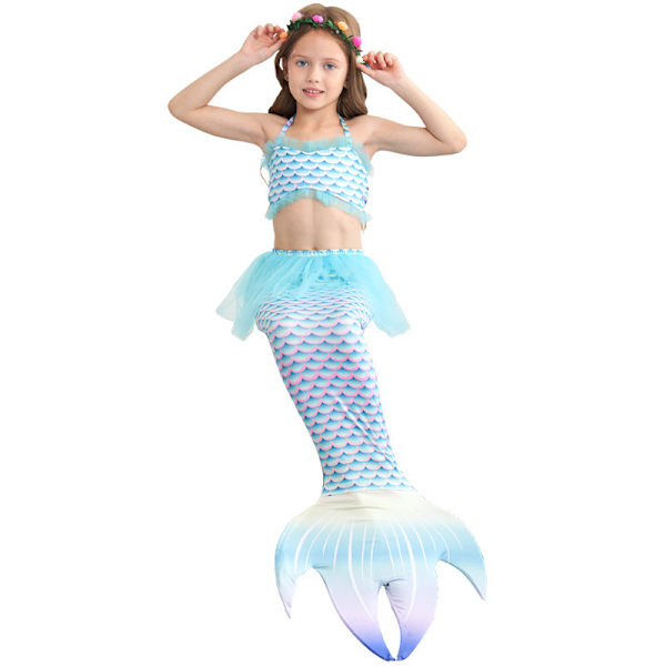 Tyttöjen Uimareiden Merenneito Hännän Prinsessamekko Cosplay-asu light blue 150cm