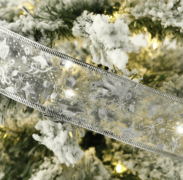 Christmas Tree String Lights, Glödande Ribbon Lights silver 16.4FT 50Led
