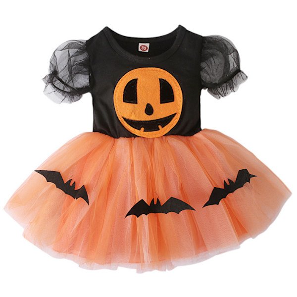 Toddler Baby Girl Halloween Outfit Pumpa Klänning 90