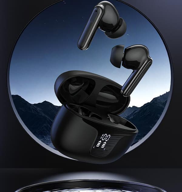 Trådlösa hörlurar Bluetooth ENC+ANC brusreducerande hörlurar Black