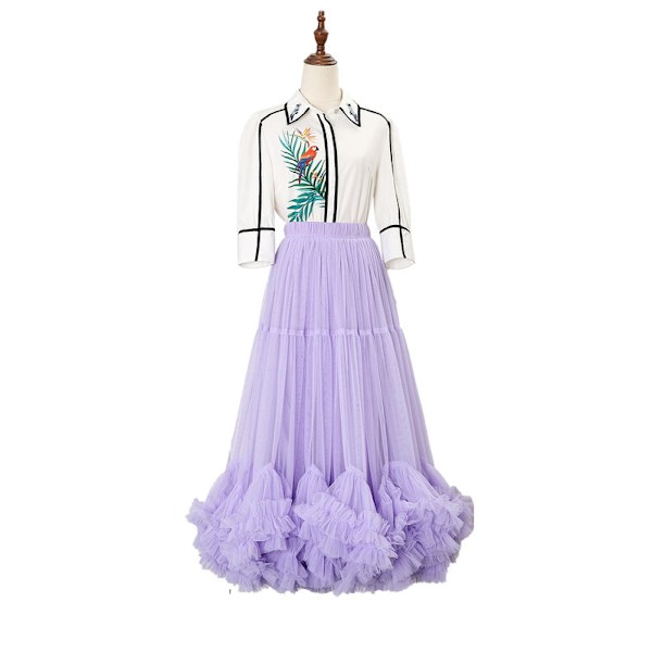 Kvinders Tutu Tulle Skørt Elastisk Højtaljet Lagdelt Skørt Purple