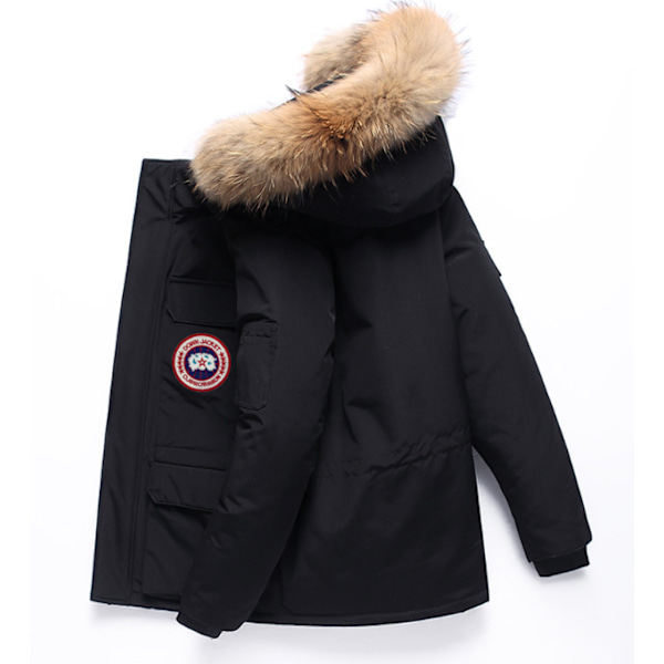 Mænds Tyk Vinterjakke, Varmt Parker Hættejakke Black 4XL