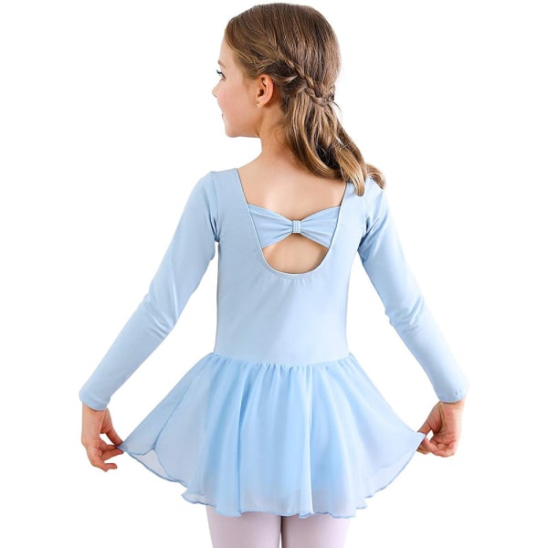 Flickor Långärmad Balett Leotards Dans Tutu Klänning Blue 140cm