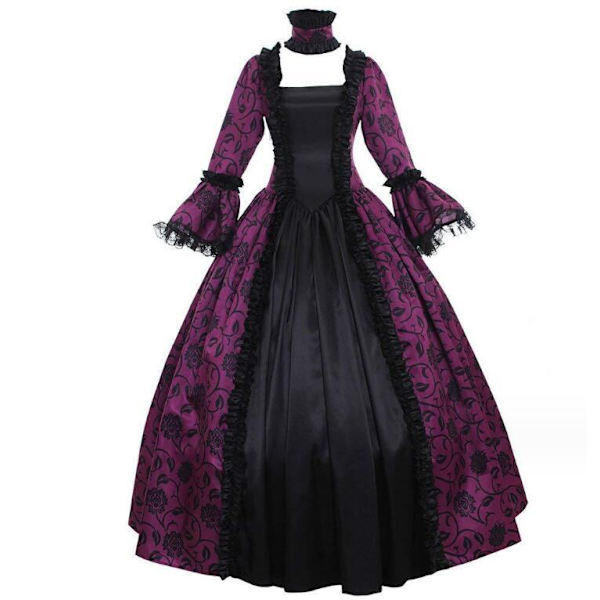 Naisten Trompettihärkähihainen Gootti Retromekko Purple 3XL