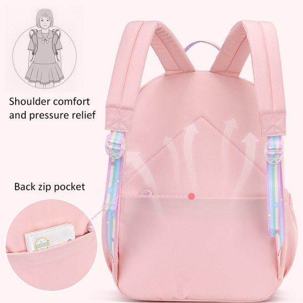 Skolväska för barn, söt estetisk vattentät ryggsäck Pink Blue L