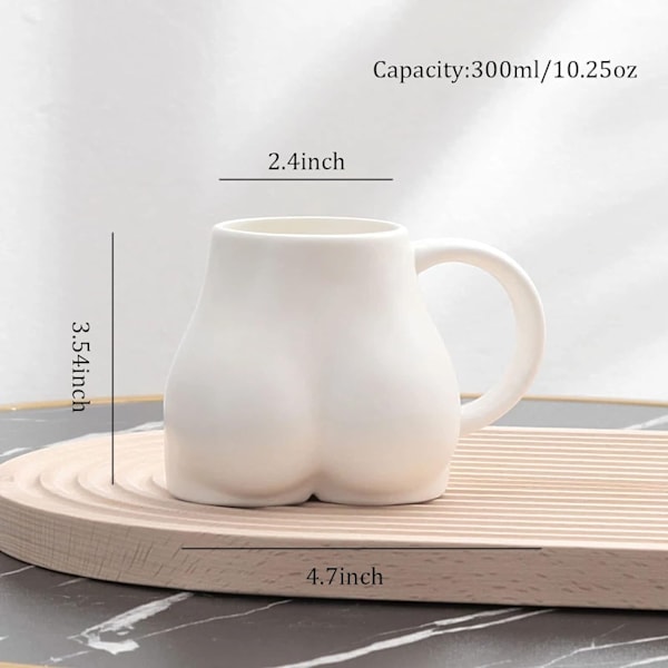 Sjov Butt Kaffe Kops, 3D Butt Keramik Kaffe Kopper White