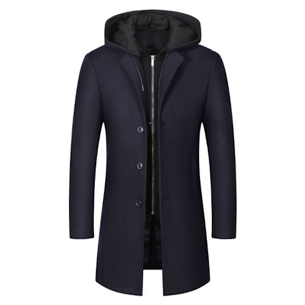Ullrock för män Lång trenchcoat överrocksjacka dark blue XXL