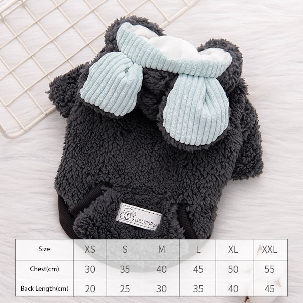 Kattkläder Höst och Vinter Hundkläder Söt Varma Grey Blue XL