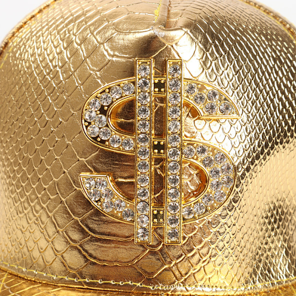 Hip Hop-hatt, Flat-Brimmed Hatt, Rock-lue, Justerbar Snapback-hatt for Menn og Kvinner Gold