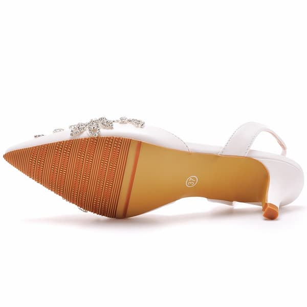 Dames Slingback Pumps med Lav Hæl og Spids Tå White 36