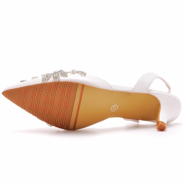 Dames Slingback Pumps med Lav Hæl og Spids Tå White 42