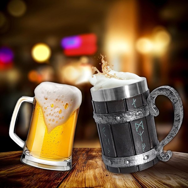 Nordisk Viking Rune Øl Krus, Harpiks Øl Stein Tankard Kop C