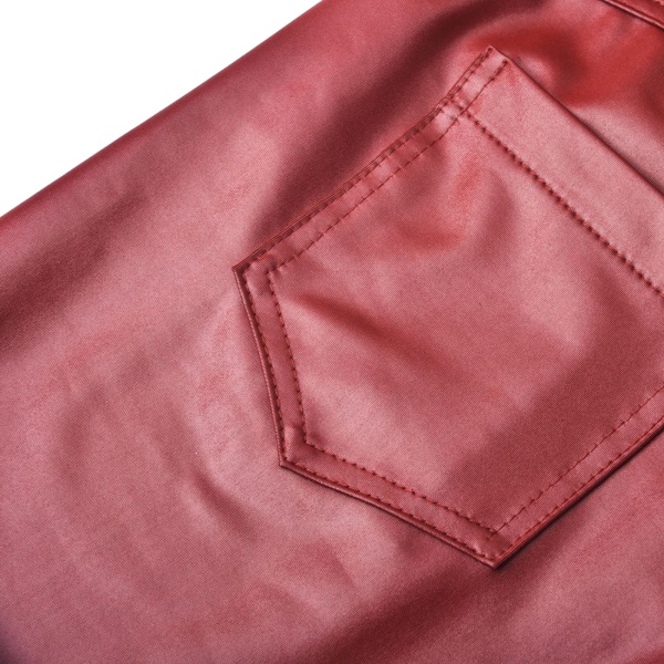 Leggingsbyxor i konstläder för kvinnor wine red M