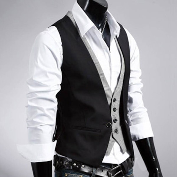 Herrar Lagerad Formell Smokingväst Black XS
