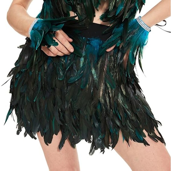 Dame Sexy Naturlig Fjærskjørt Mote Kort Mini A-linje Fjærbelagt Tutu Skjørt Lake Blue L