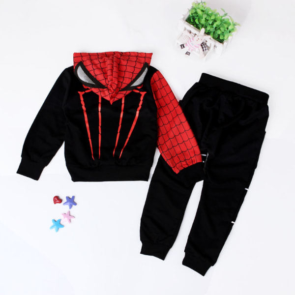 2-delad toddler Kid Casual Outfits Set Pullover Hoodie Sweatshirt Byxor Kostym Black 140