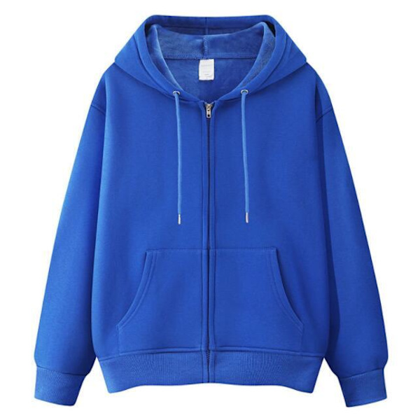 Långärmad luvtröja med dragkedja för män blue L