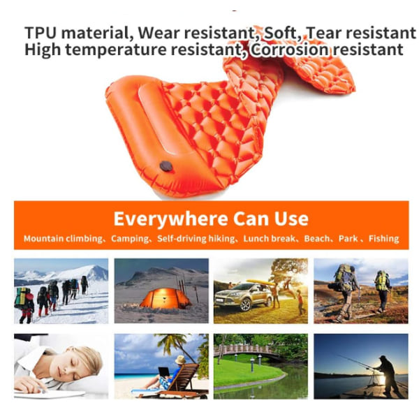 Liggunderlag Ultralätt uppblåsbart liggunderlag för camping LT-04 Orange