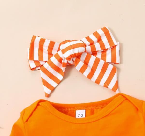 Halloween-set för flickor med pumpaprint, 3 delar Orange 70CM