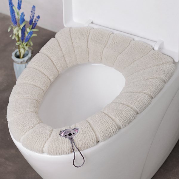 2st Universal förtjockad stickad toalettsitsdyna beige