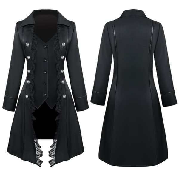 Gotisk Steampunk Viktoriansk Renessanse Middelalderjakke for Kvinner black M