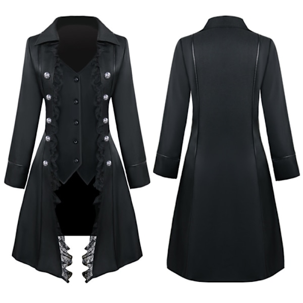 Naisten goottilainen steampunk viktoriaaninen renessanssi keskiaikainen takki black M