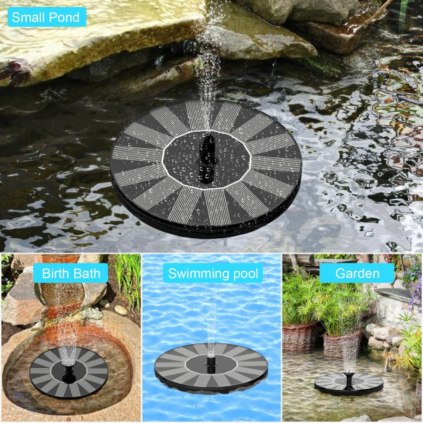Solcellsdriven Fågelbadsfontänpump, Solcellsfontänpump för Fågelbad med 8 Munstycken