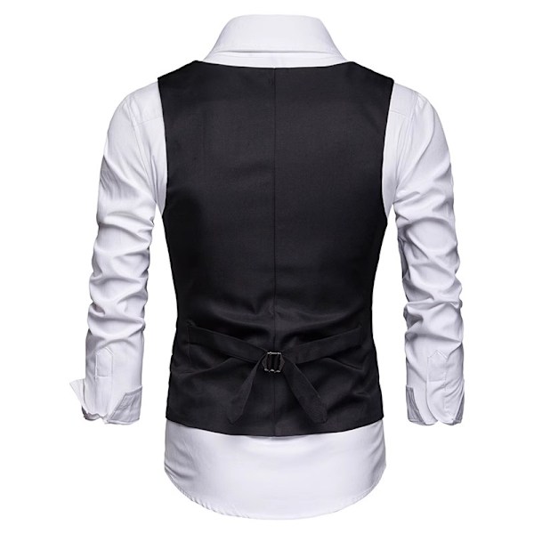 Herre Formell Dressvest Slank Passform Casual Business Vest Black S