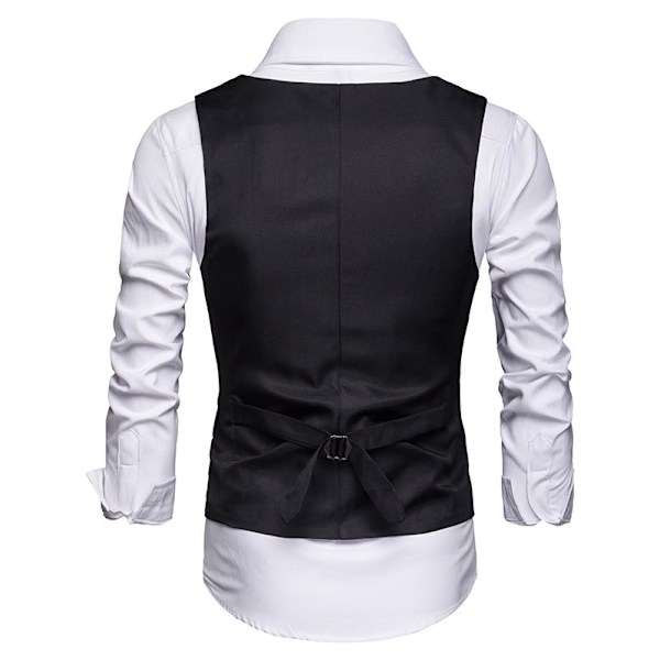 Miesten Virallinen Puku Liivi Slim Fit Rentoutunut Liikepukeutumisliivi Black 2XL