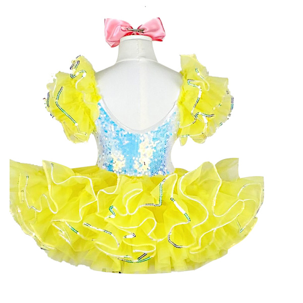 Lasten tanssipuvut, helmiäisillä koristeltu moderni tanssi Tutu-mekko yellow 100cm