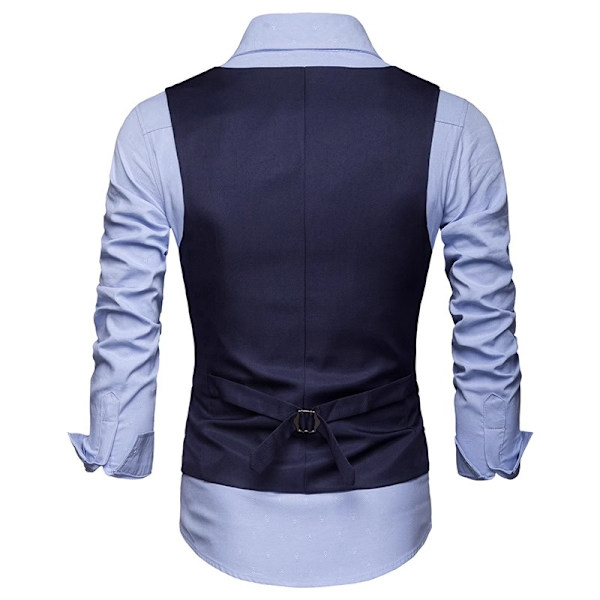 Miesten Virallinen Puku Liivi Slim Fit Rentoutunut Liikepukeutumisliivi Navy Blue 2XL