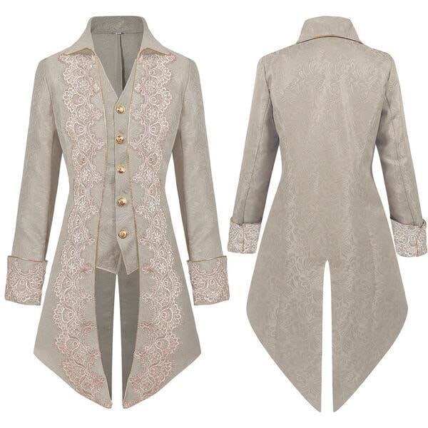 Miesten keskiaikainen steampunk-takki Victorian kirjallisuus retro gootti pukukoodi Beige M