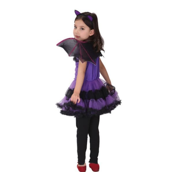 Lila fladdermus Halloween kostym för flickor 140cm