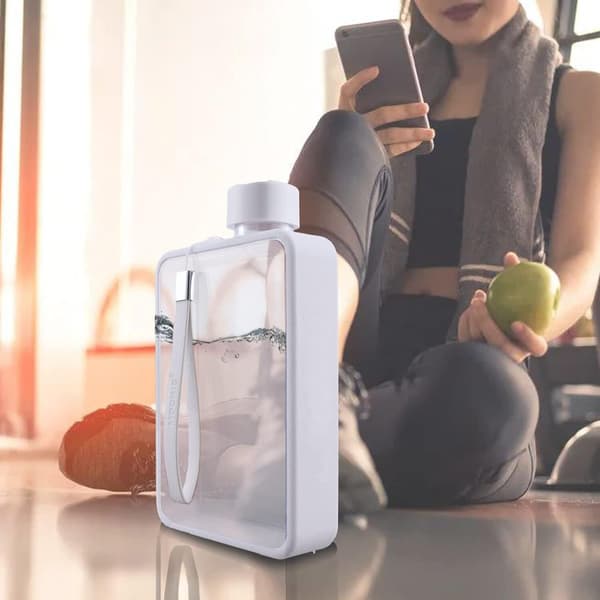 A5 Vedenpullo Kanteen Flask Litteä Kannettava Matkamuki white