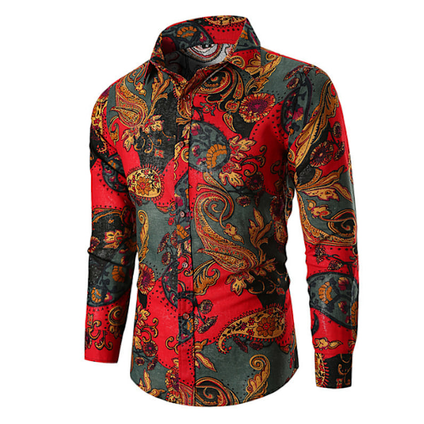 Printed långärmade skjortor Slim Fit-skjortor red M
