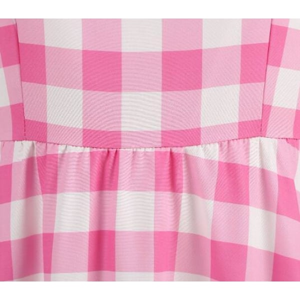 Rosa Prickig Rutig Halterklänning Pink Bow 2XL