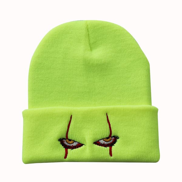 Mode stickad lös skrämmande clownögon stickad mössa Green