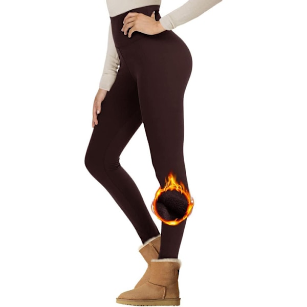 Vintervarme Fleeceforet Leggings til Kvinder Coffee S/M