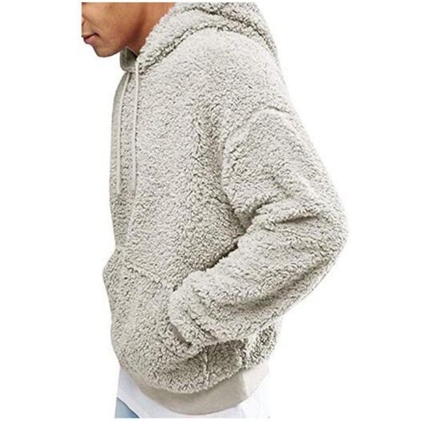 Fuzzy Hoodie Sweatshirt herr Mjuk fleecejacka grey M