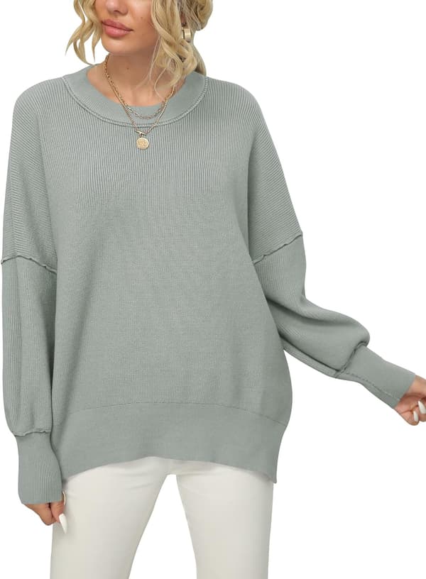 Damtröja med rund hals och fladdermusärmar Grey L