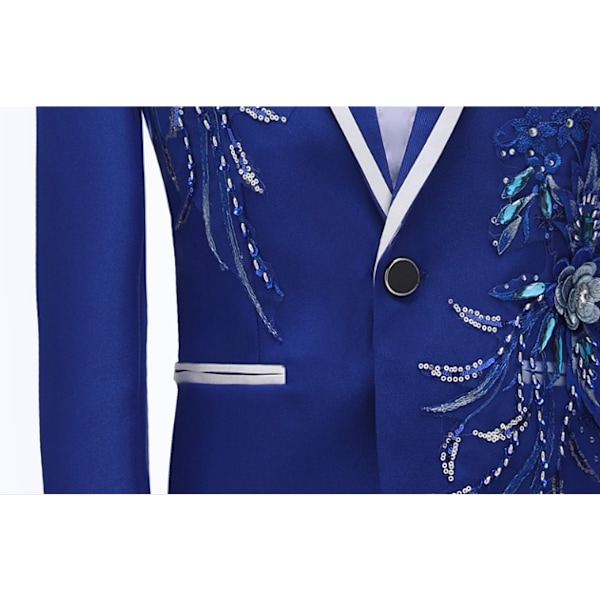 Herrar Sequin Kostym 2-delad Set Enknappig Blazer Outfit White M