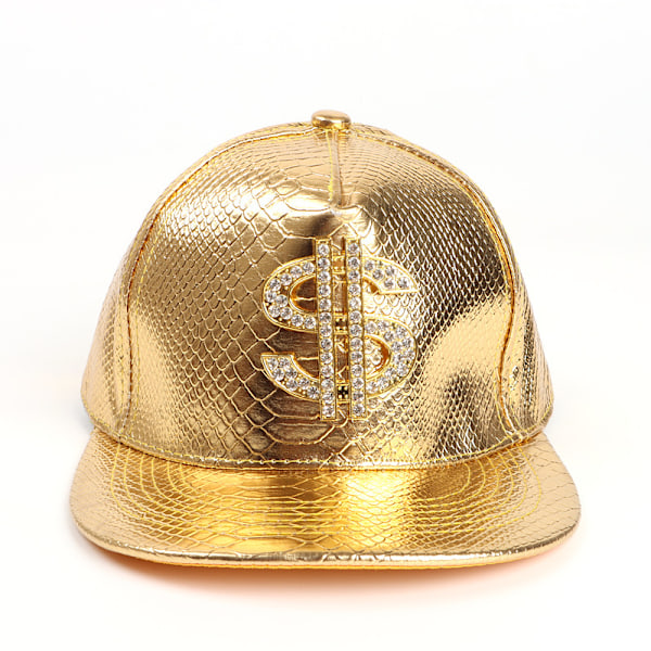 Hip Hop Hat, Hat med flad skygge, Rock Cap, Justerbar Snapback Hat til Mænd og Kvinder Gold