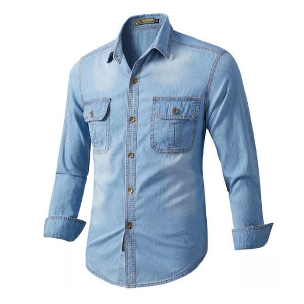 Casual jeansskjorta för män light blue XL