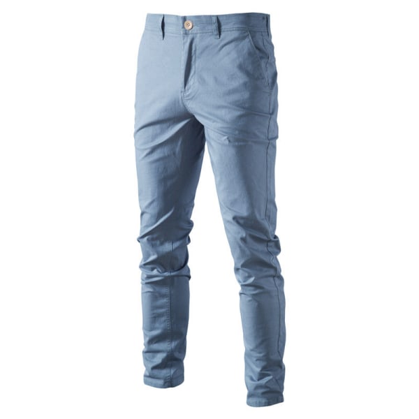 Klassisk passform solid byxa för män blue 32