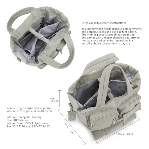 Blöjväsktote Nappy Changing Bags Multifunktionell Resa Camping Picknick Tote Bag Khaki