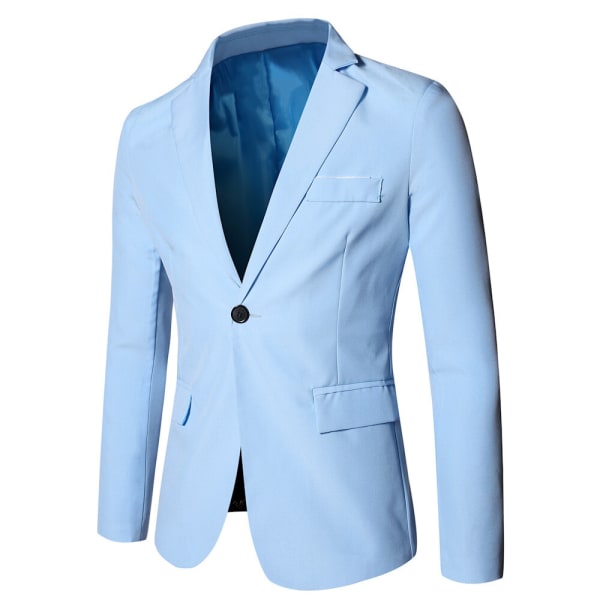 Mænds Casual Suit Slim Fit Jakke Top Light blue L