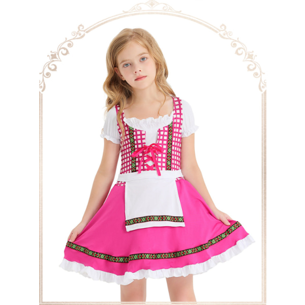 Tysk Oktoberfest-kostyme for jenter Dirndl-kjole Pink XS
