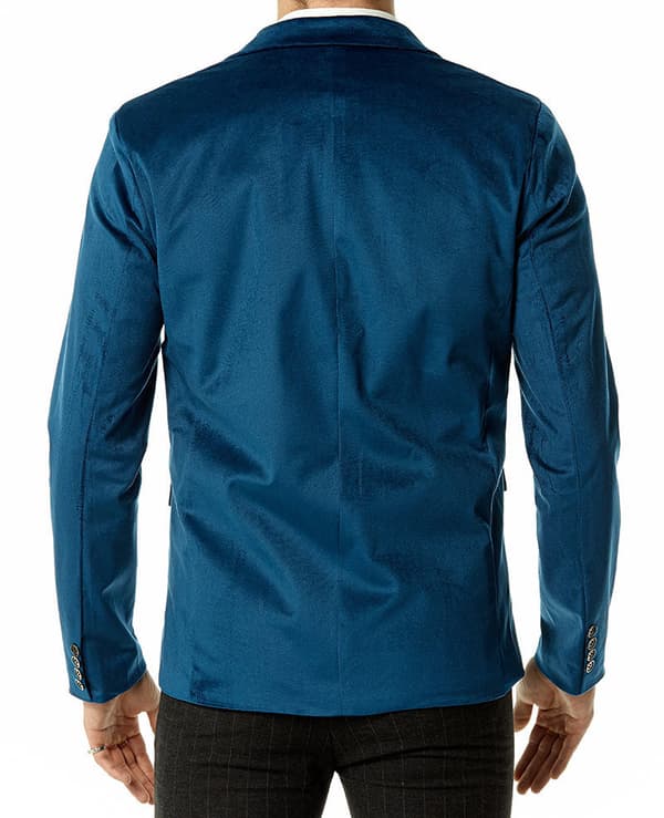 Slim Fit V-ringad sammetsjacka med två knappar för män Blue S