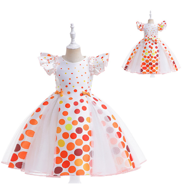 Polka Dot snygg festklänning för tjejer Halloween 120cm