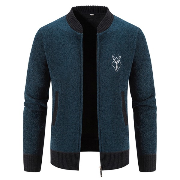 Mænds Strikket Cardigan Varm Jakke Navy blue XL